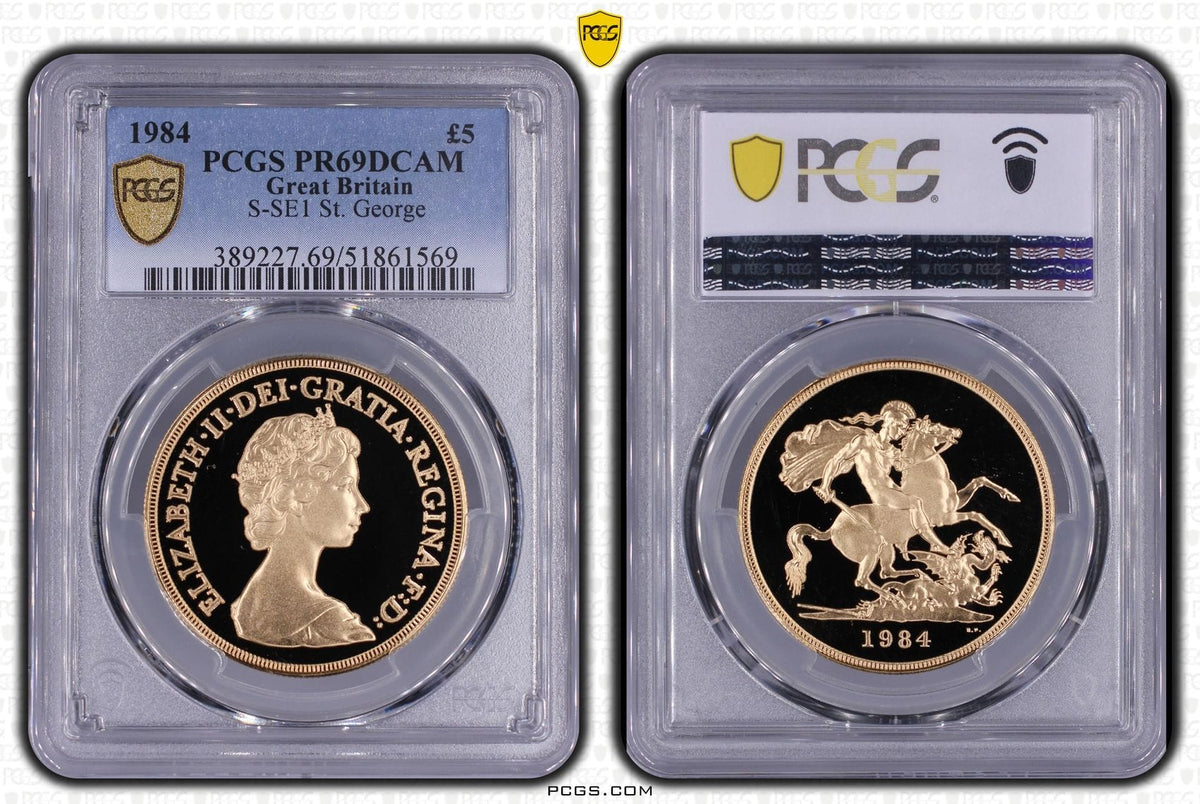 1984年 イギリス エリザベス2世 5ポンド金貨 PCGS PR69DCAM | 港区