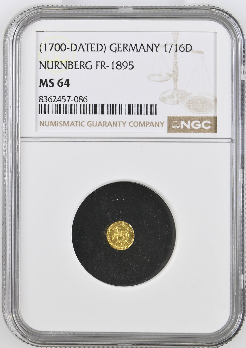 【激レア】地方札　大二　貴重品 1700年 ドイツ ニュルンベルク ラムダカット 1/16ダカット金貨 NGC