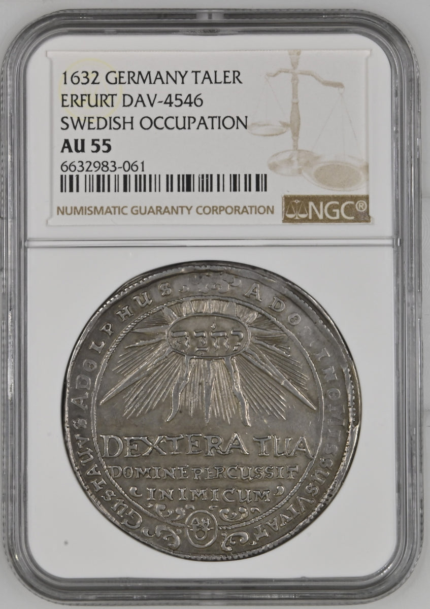 1632年 ドイツ エアフルト ターラー銀貨 NGC AU55 | 港区虎ノ門の