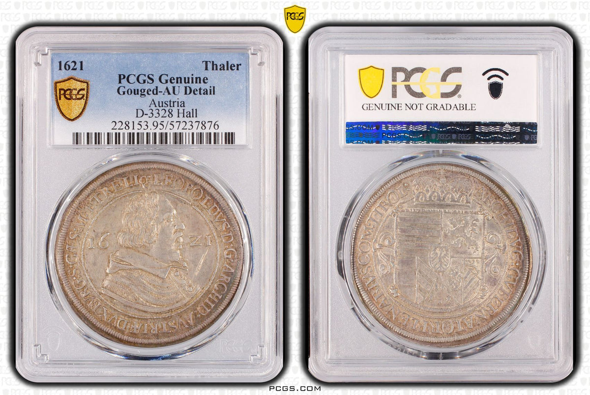 1621年 オーストリア レオポルト大公 ターラー銀貨 PCGS Genuine