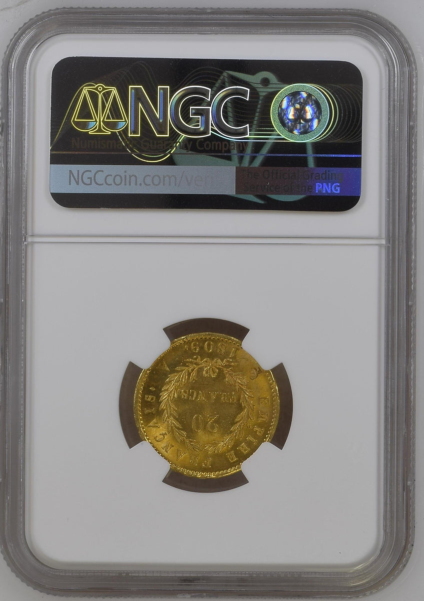 1809年A フランス ナポレオン1世 20フラン金貨 NGC MS65 Top Pop | 港