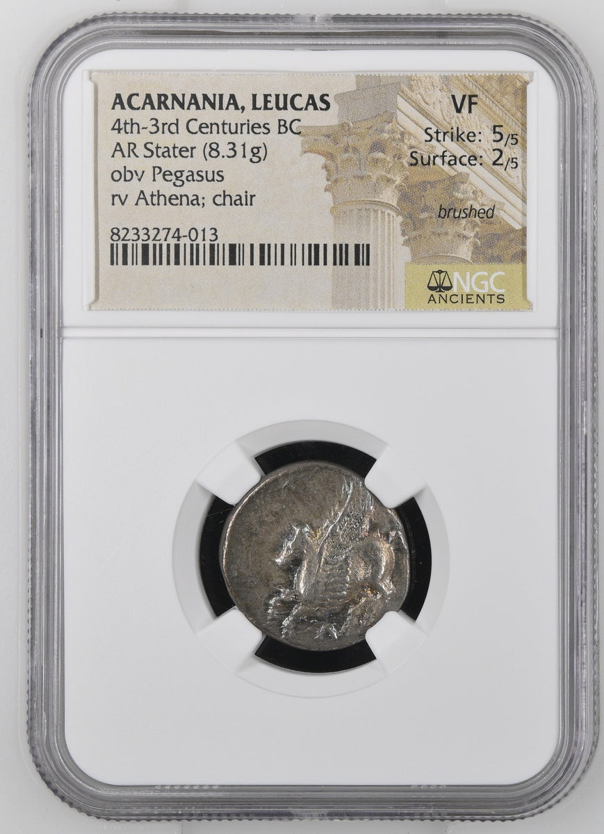 紀元前4世紀-3世紀 アカルナニア地方 レウカス島 ステーター銀貨 NGC