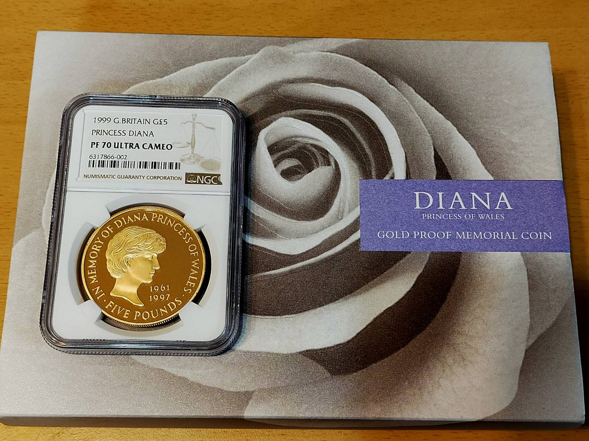 1999 イギリス プリンセス・ダイアナ 5ポンド金貨 PF70UCAM 箱付き | アンティークコインギャラリア