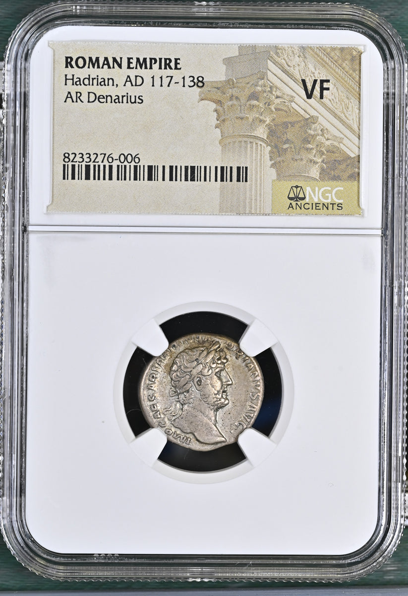 117-138年 古代ローマ帝国 ハドリアヌス帝 デナリウス銀貨 NGC VF | 港