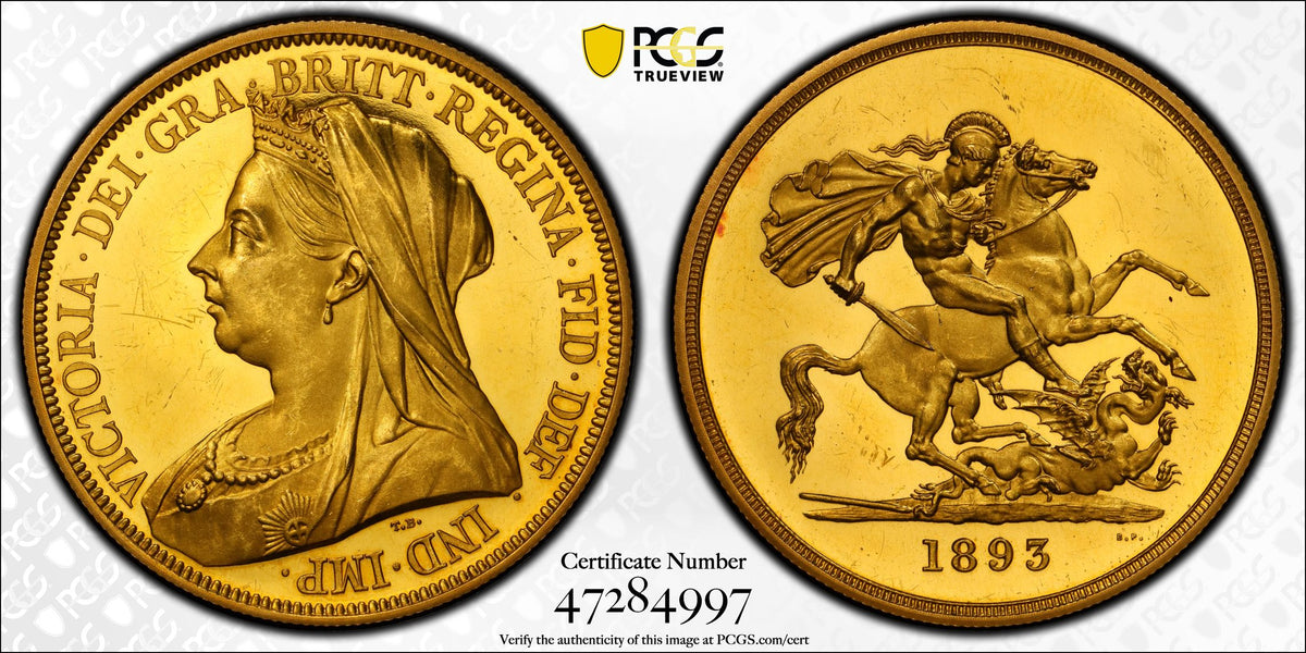 1893年 イギリス ヴィクトリア ヴェールヘッド 5ポンド金貨 PCGS