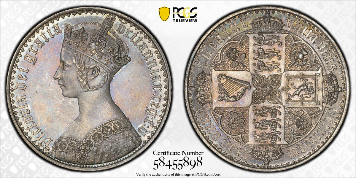 1847年 イギリス ヴィクトリア ゴシッククラウン銀貨 アンデシモエッジ