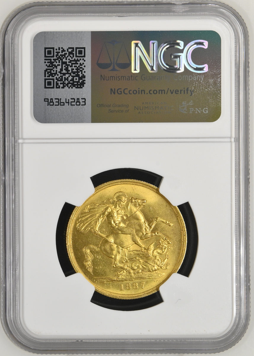 1887年 イギリス ヴィクトリア ジュビリーヘッド 2ソヴリン金貨 NGC