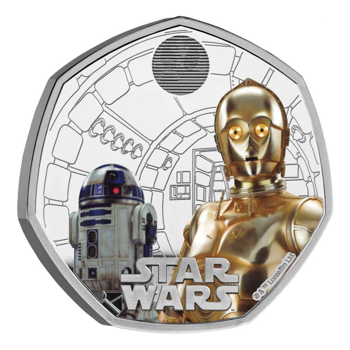 2023年 スター・ウォーズ 第1弾 R2-D2 and C-3PO 50ペンス カラー プルーフ銀貨
