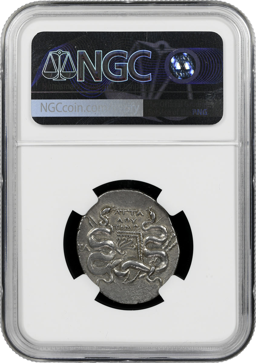 紀元前133-67年頃 フリュギア アパメア キストフォウス銀貨 NGC Ch XF