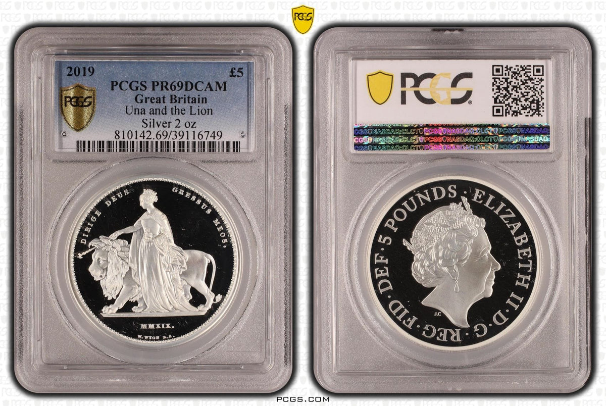2019 イギリス ウナとライオン 2オンス 5ポンド銀貨 PCGS PR69DCAM | アンティークコインギャラリア