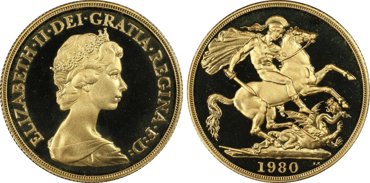 1980年 イギリス エリザベス女王 ヤングヘッド 2ポンド金貨 PCGS 