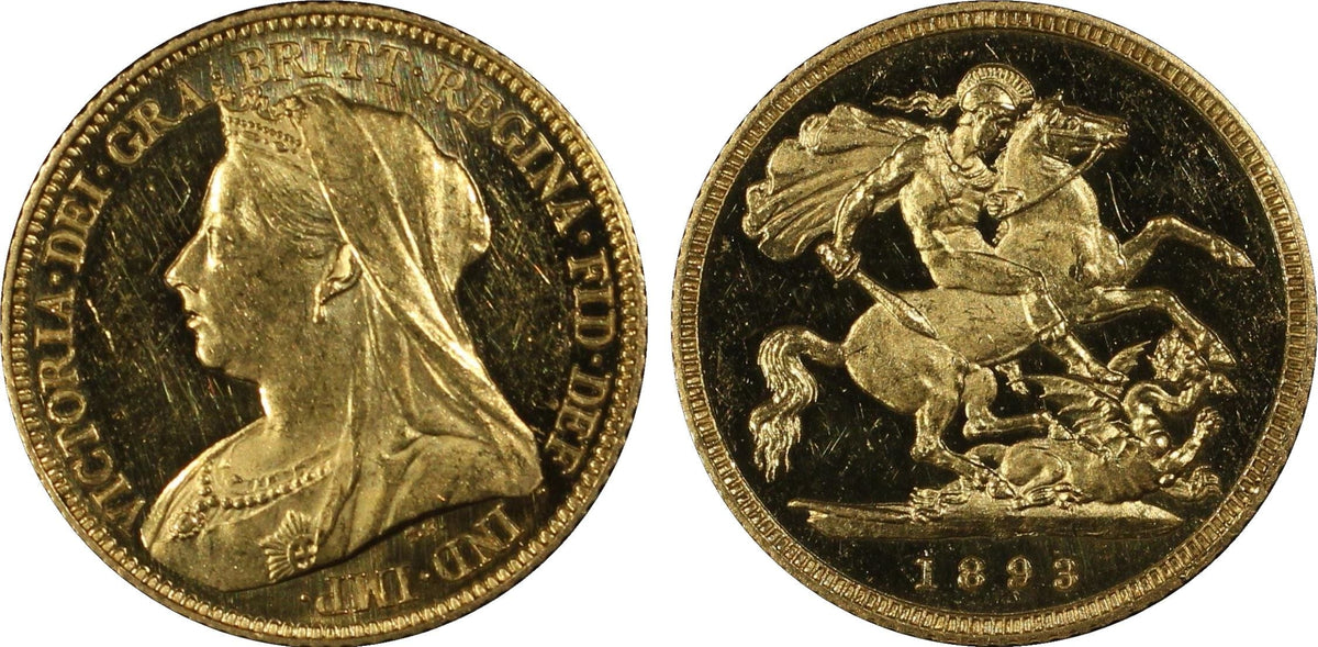 1893年 イギリス ヴィクトリア女王 ハーフソブリン金貨 PCGS PR62DCAM ヴェールヘッドS-3878 | アンティークコインギャラリア