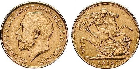 イギリス領インド帝国 ジョージ5世 1918年 1ポンド 金貨 美品／極美品 