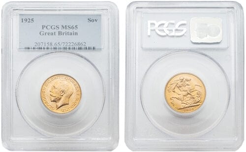 PCGS MS65】イギリス ジョージ5世 ソブリン金貨 1925年 | アンティーク 