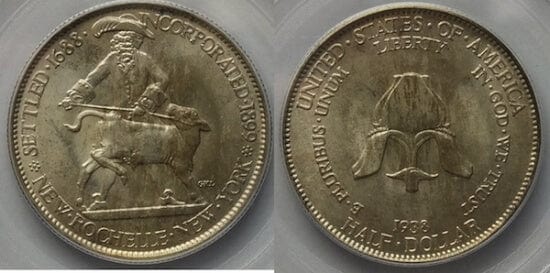kosuke_dev 【PCGS MS64】アメリカ ニューヨーク州 ニューロシェル 50セント硬貨 1938年