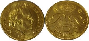 kosuke_dev 【PCGS SP66】モナコ ルイ2世 5フラン硬貨 1971年