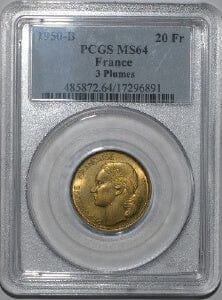kosuke_dev 【PCGS MS64】モナコ 20フラン銅貨 1950年