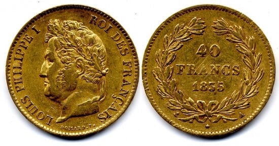 フランス王 ルイ・フィリップ1世 40フラン 1835年 金貨 美品