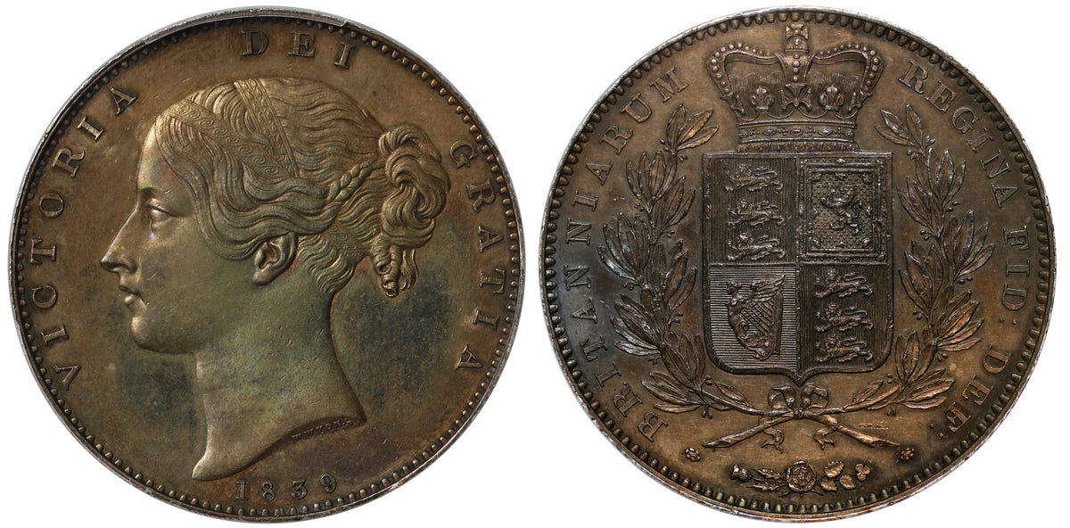 1839年 イギリス ヴィクトリア女王 クラウン銀貨 S-3882 PCGS 