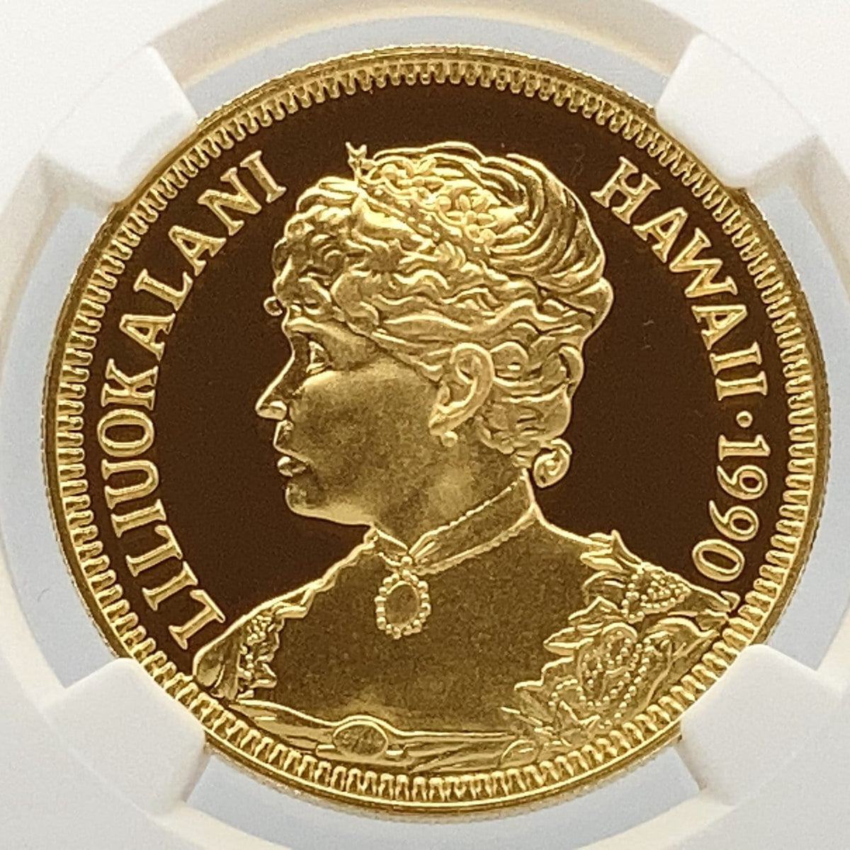 1990 アメリカ ハワイ王国 クイーンリリウオカラニ 最高鑑定 1oz金貨 NGC PF69 ULTRA CAMEO | アンティークコインギャラリア