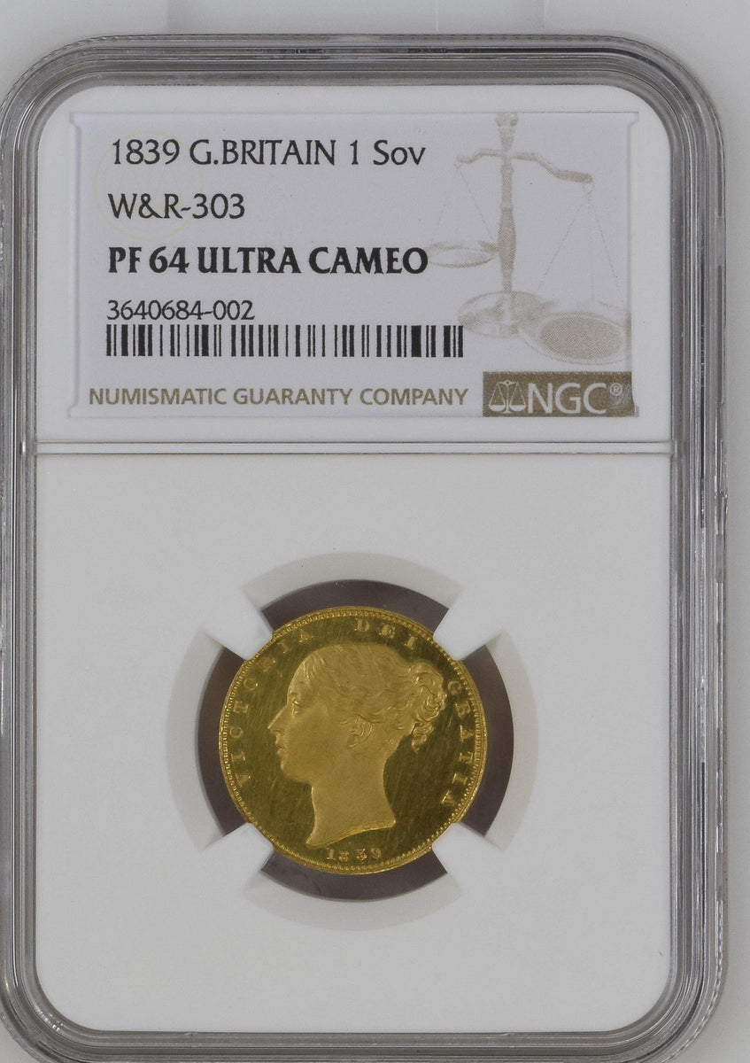 1839年ヴィクトリアヤングヘッドソブリン金貨 NGC PF64UCAM