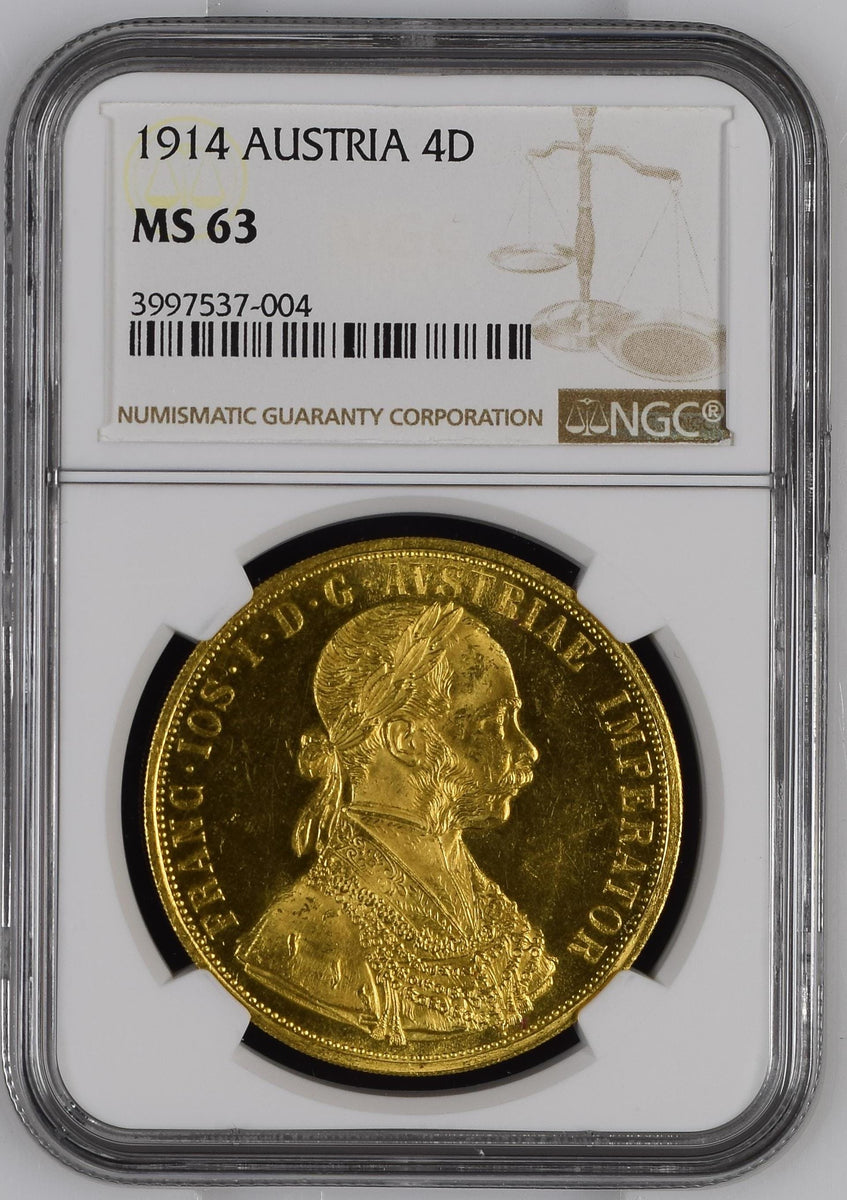 1915 オーストリア 1ダカット 金貨 NGC MS69 フランツ ヨーゼフ 