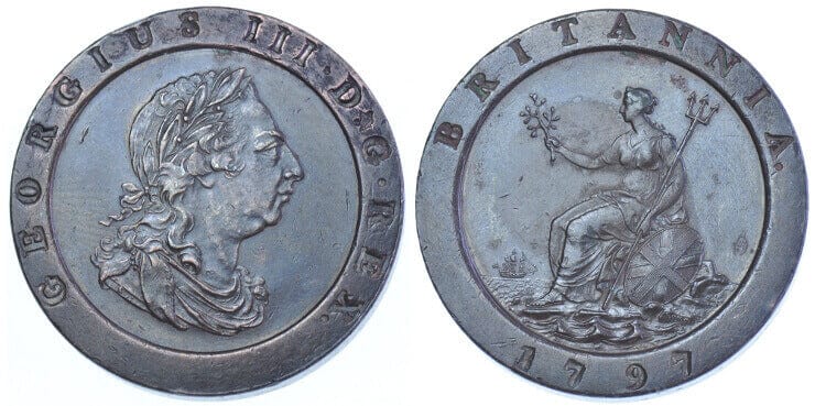 イギリス ジョージ3世 1797年 2ペンス銅貨 極美品 | アンティーク 