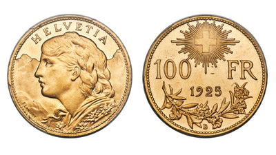 ブレネリ金貨とは？1925年発行スイス100フラン金貨の価値・価格推移について解説