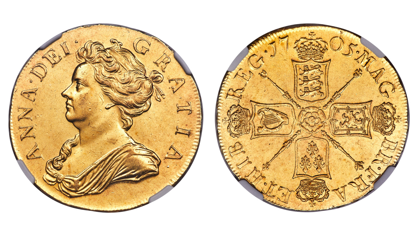 アン女王の5ギニー金貨｜初代グレートブリテン王国女君主の希少な