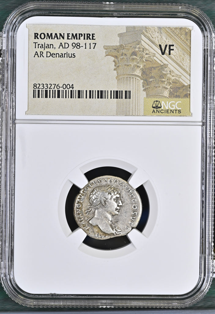 98-117年 古代ローマ帝国 トラヤヌス デナリウス銀貨 NGC VF