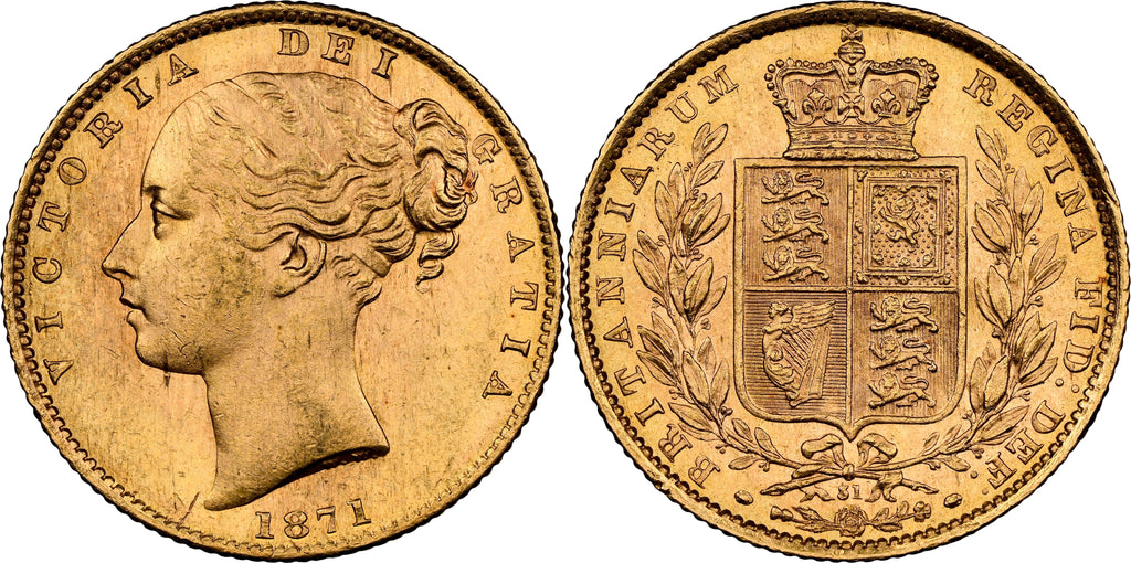 1871年 イギリス ヴィクトリア ソヴリン金貨 シールド MS64 ダイナンバー31