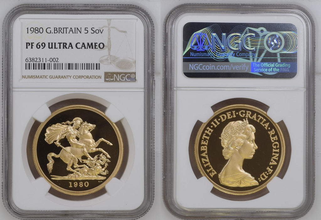 1980年 イギリス エリザベス2世 2ndポートレート 金貨4枚セット NGC PF69UCAM 外箱付き