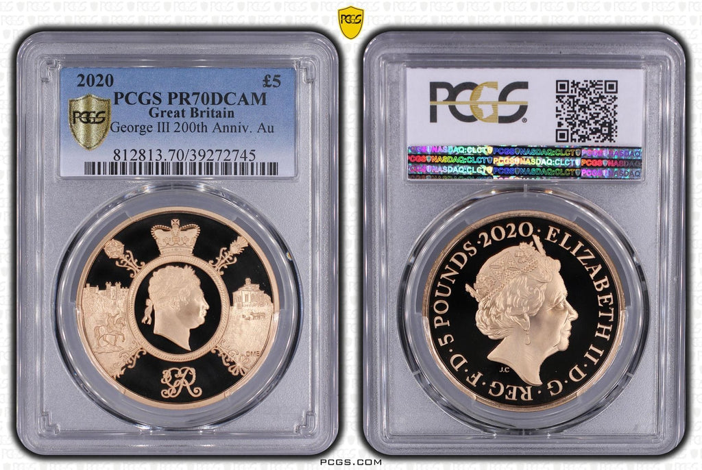 2020 イギリス ジョージ3世 没後200周年 5ポンドプルーフ金貨 PCGS PR70DCAM