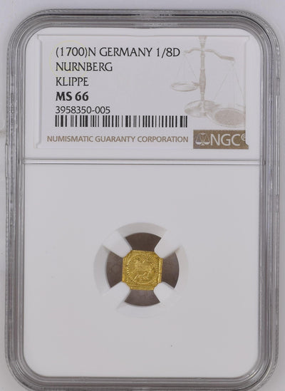 1700年 ドイツ ニュルンベルク ラムダカット 1/8ダカット金貨 クリッペ