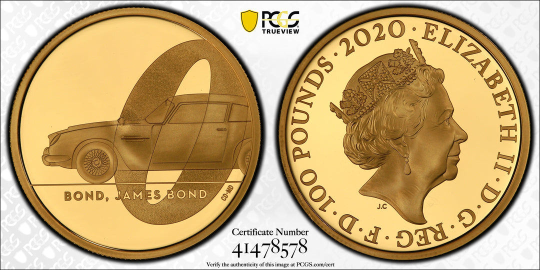 アンティークコインギャラリア 2020年 イギリス ジェームズ・ボンド 100£金貨 PR69DCAM