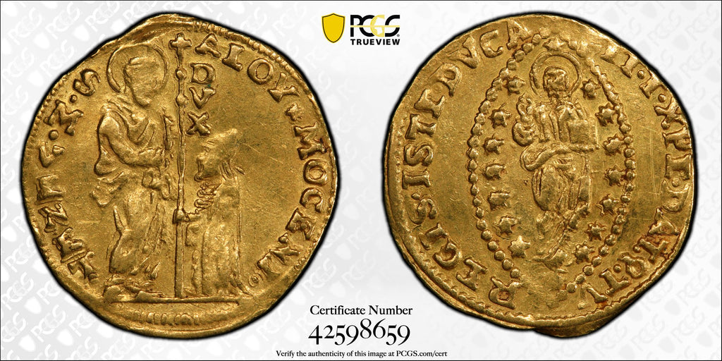 1700-09年 イタリア ヴェニス ゼッキーニ金貨 PCGS AU58