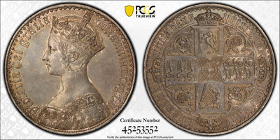 #アンティークコインギャラリア 1847年 イギリス ゴシッククラウン銀貨 アンデシモ PR61