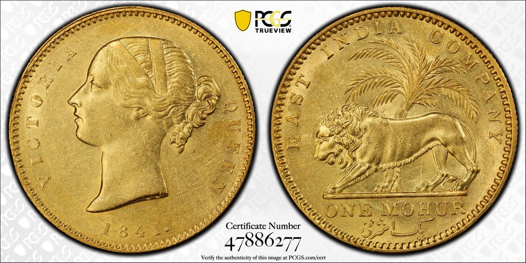 #アンティークコインギャラリア 1841年 イギリス領インド ヴィクトリア モハール金貨 PCGS AU55