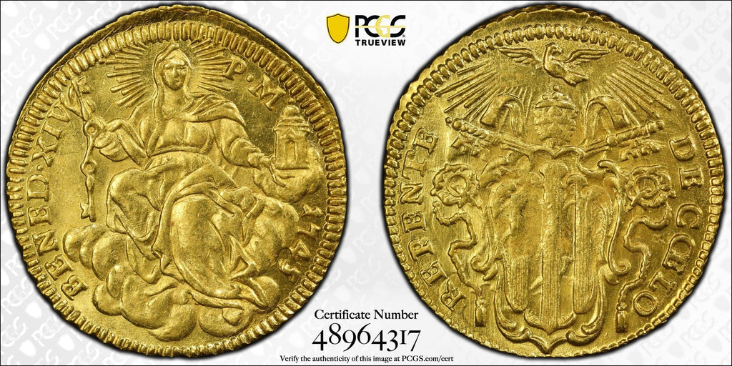 1745年 ローマ教皇領 ベネディクトゥス14世 1ゼッキーノ金貨