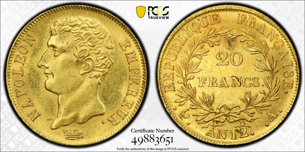 #アンティークコインギャラリア 1803年 フランス ナポレオン1世 無冠 20フラン金貨 MS62