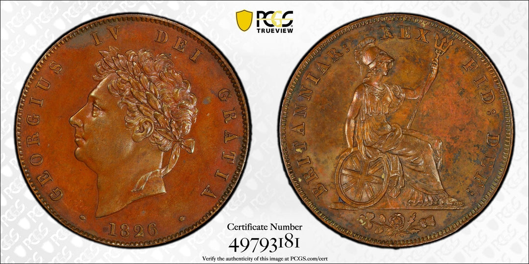 #アンティークコインギャラリア 1826年 イギリス ジョージ4世 ハーフペニー銅貨 PR62
