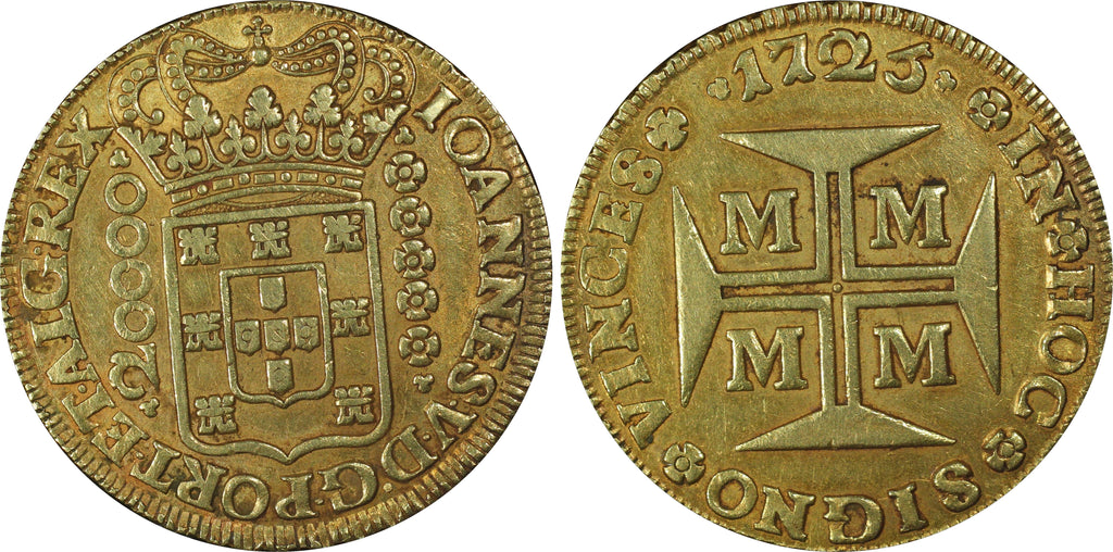 アンティークコインギャラリア 1725年 ブラジル 20KR 金貨 AU50