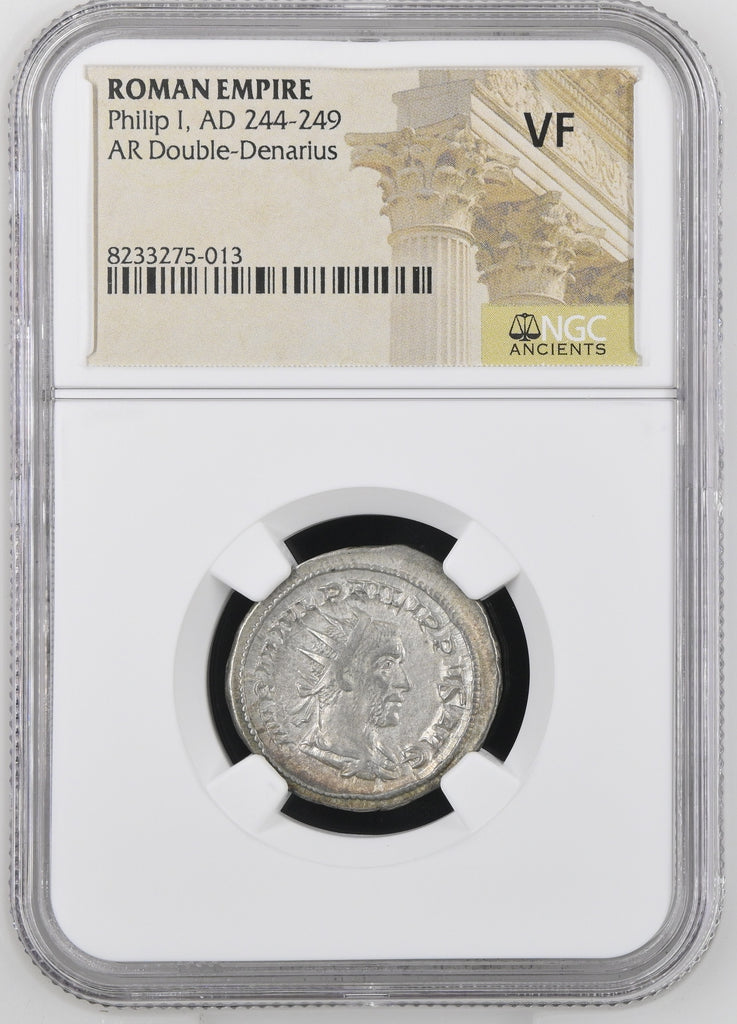 244-249年 ローマ帝国 フィリップ1世 ダブルデナリウス銀貨 NGC VF