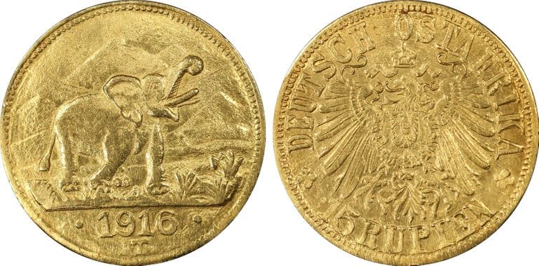 1916 ドイツ領 東アフリカ 15ルピー金貨 MS63 | アンティークコインギャラリア