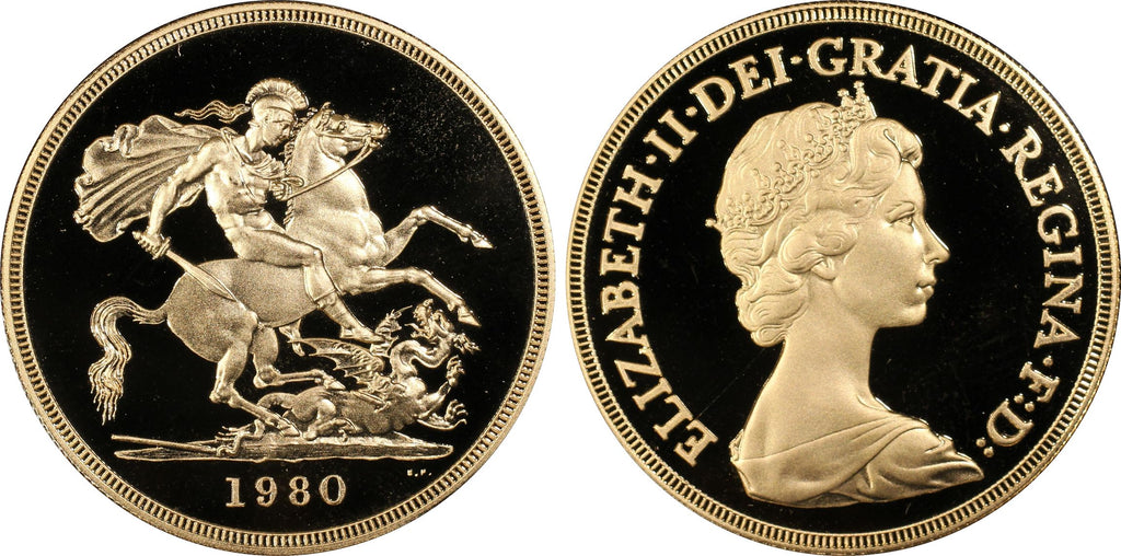 1980年 イギリス エリザベス2世 2ndポートレート 5ポンド金貨 PCGS PR69DCAM
