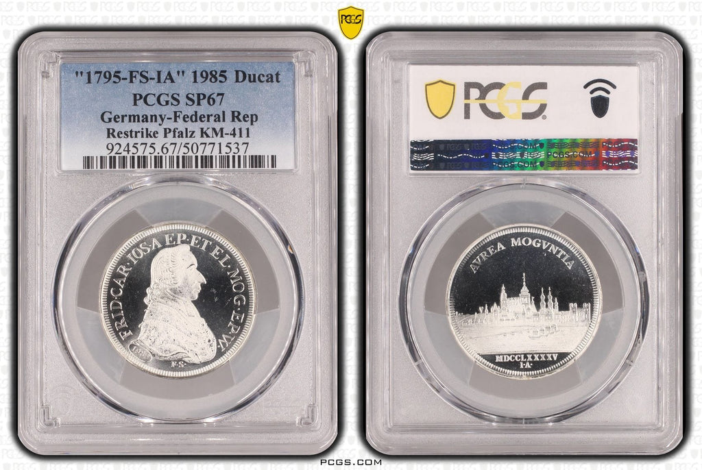 #アンティークコインギャラリア 1795年(1985年) ドイツ プファルツ ダカット銀貨 リストライク PCGS SP67