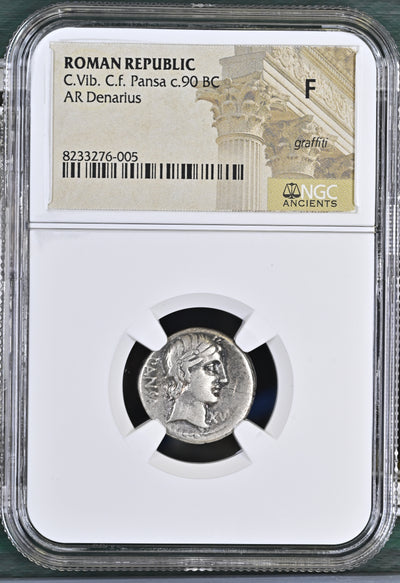 古代 紀元前90年頃 ローマ共和国 C.ウィビウス・パンサ デナリウス銀貨