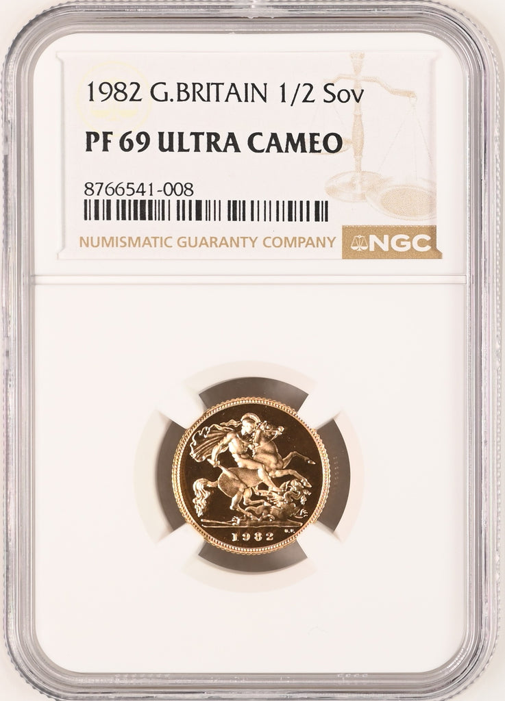 1982年 イギリス エリザベス2世 2ndポートレート 1/2ソヴリン金貨 NGC PF69UCAM