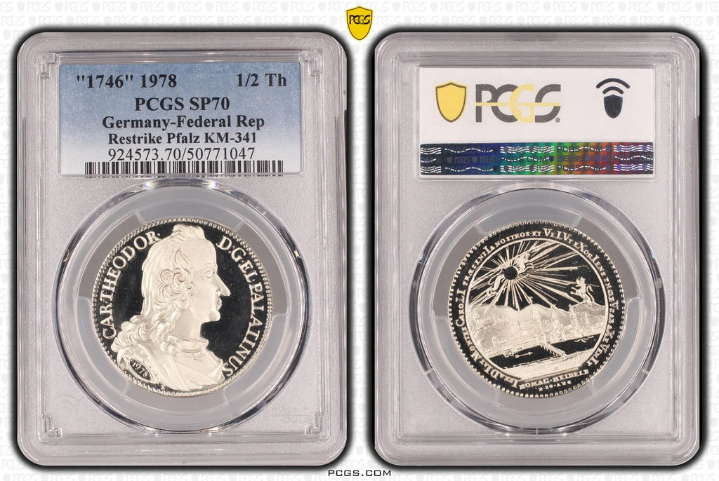 #アンティークコインギャラリア 【Top Pop】1746年(1978年) ドイツ プファルツ ハーフターラー銀貨 リストライク PCGS SP70