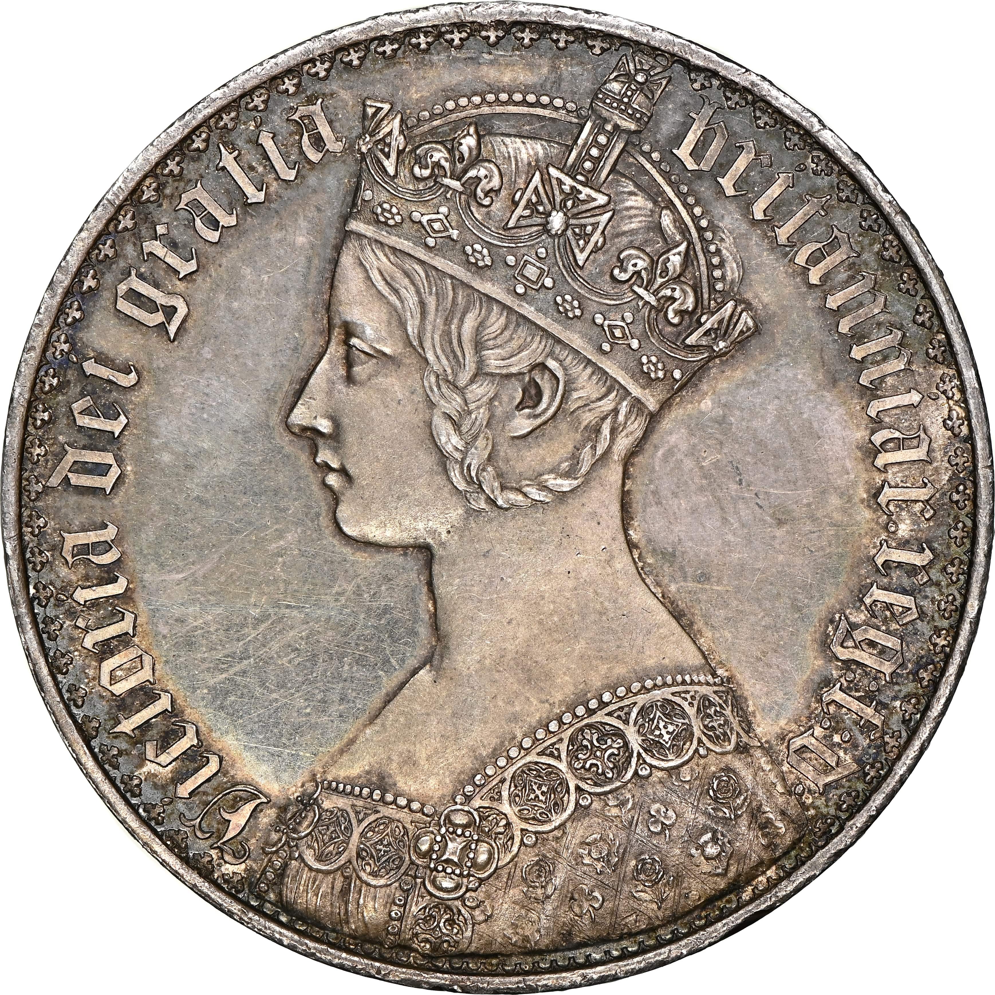 1847年 イギリス ヴィクトリア女王 ゴシッククラウン銀貨 NGC PF64